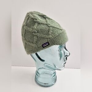 Patagonia Sage Green Cable Knit Wool Blend Beanie Hat